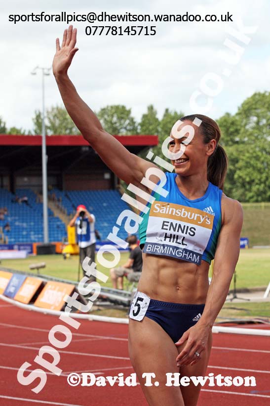 Jessica Ennis-Hill  after the 100 metres hurdles, Sainsbury's British Champs, Alexander Stadium, Birmingham. Photo: David T. Hewitson/Sprts for All Pics